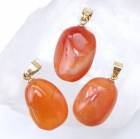 【日本製】ペンダントトップ　カーネリアン ステンレス ゴールド インド産 人間関係 天然石 変色しにくい ステンレス金具 金属アレルギー対応 アカネ|ペンダントトップ|天然石アイテム