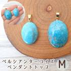 【68】Mサイズ ペルシアンターコイズ ペンダントトップ 1個 【ネックレスお仕立て対応可】 一点物 ステンレス ゴールド シルバー イラン産 トルコ石 ターコイズ 大粒 自社工場制作 天然石 ペンダ