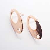アレルギー対応  ステンレス製デザインオーバルピアス【95】【50個売り】 ピンクゴールド ステンレス SUS304 SUS316L パーツ ハンドメイド DIY 金属アレルギー対応  国内発送 　ア
