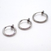 アレルギー対応  イヤリング【15】ステンレス【フープイヤリングパーツ【10個売り】ノンホールピアス パーツ シルバー 金属アレルギー対応 変色しにくい 手作り ハンドメイド DIY 国内発送 　アク