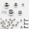 アレルギー対応 ステンレス  サージカルステンレス ビーズ【 シルバー 約4mm / 3mm】【100個売り】 メタルビーズ 金属アレルギー対応 変色しにくい ステンレス 丸 ビーズ シルバー 銀 ハンドメイド DIY 国内発送 　アクセサリーパーツ　アクセサリバーツ