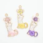 メタルチャーム【261.ネコちゃんと桜】1個売り ネコ 猫 チャーム エナメル カン付き パーツ 手作り ハンドメイド パステル DIY 国内発送 推し色 推し活 カラフル|メタルチャーム|ハンドメイ