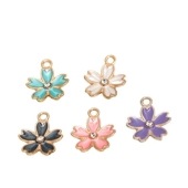 メタルチャーム 【49.さくら 4色 1個売り】 【約16.5mm×約13.5mm】ブラック 新色 ハンドメイド 手作り 桜 DIY 国内発送|メタルチャーム|ハンドメイド パーツ 