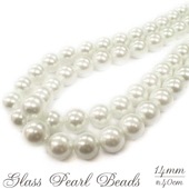 ガラス製パールビーズ 14mm 【1連約40cm】 ガラスパール グラスパール パーツ ハンドメイド フェイクパール イミテーション ホワイト 白 チャーム ピアス ネックレス DIY 国内発送|パー