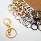 キーホルダーパーツ【07.クサリ付きカニカン】【1個売り】全長約66mm カニカン 二重カン 回転カン ばら売り バッグチャーム キーリング ストラップ チャーム 副資材 エンドパーツ ハンドメイド 