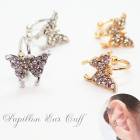 アクセサリー【04 ageha 蝶 イヤーカフ シルバー / ゴールド 】2個セット ラインストーン ノンホールピアス 韓国 浴衣 成人式 初詣 振袖 袴 卒業式 DIY 国内発送|イヤリング|ジュエ