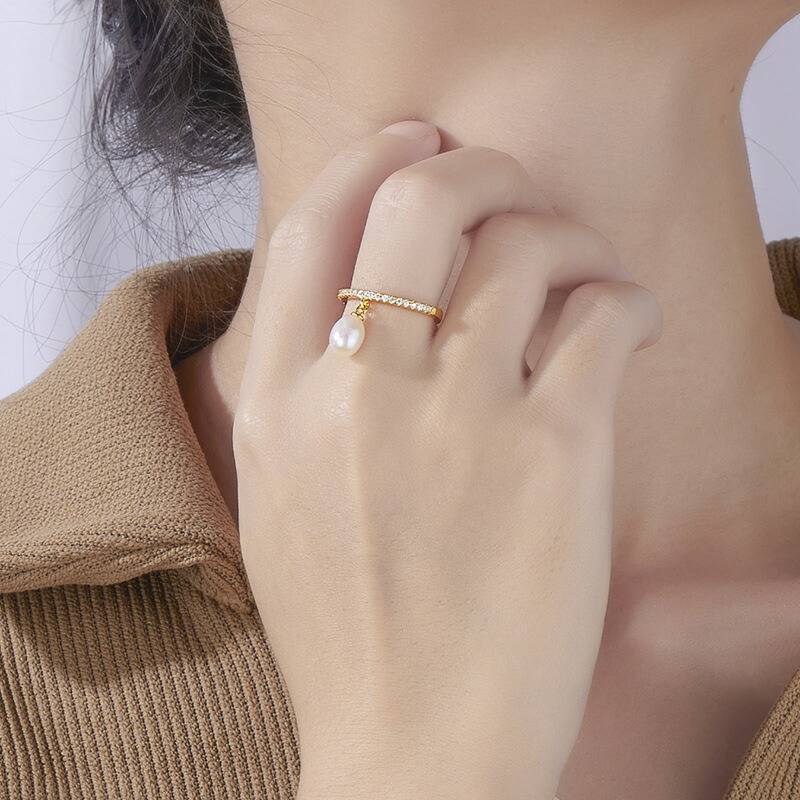 07. 淡水パール リング】フリーサイズ 指輪 キュービックジルコニア