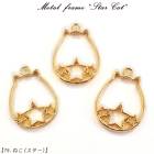 メタルフレーム【75.ねこ(スター)】【1個売り】星 たまご 卵型 丸 動物 ハムスター 魔女 おばけ ハロウィン パンプキン レジン枠 クリア ピアス キット DIY 国内発送|レジン　封入パーツ|