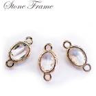 ストーンフレーム 【28.オーバル】コネクター ダイヤモンド 楕円 丸 【 丸カンつき パーツ ばら売り】 ハンドメイド 手作り DIY 国内発送|ストーンフレーム|ハンドメイド パーツ 