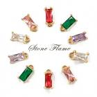 ストーンフレーム 【46. プチスクエア 5色】 チャーム ビジュー キュービックジルコニア カクテル ミニ スクエア 長方形 【 丸カンつき パーツ 枠付きばら売り】 ハンドメイド 手作り DIY 