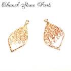 ジルコニアストーンフレーム 【84.ジュエルリーフ】キュービックジルコニア 花【ばら売り】ゴールド チャーム パーツ ハンドメイド 手作り DIY 国内発送|ストーンフレーム|ハンドメイド パーツ 