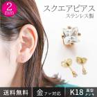 ステンレス ラインストーン スクエア （2mm） 1ペア スタッドピアス メール便送料無料|ピアス|ジュエリー・アクセサリー