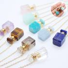 【天然石 香水瓶 ネックレス ミニ】アクアマリン ラピスラズリ 水晶 ローズクォーツ 香水瓶 フレグランス パフューム ボトル 高品質 香水 DIY 国内発送|香水瓶|天然石アイテム