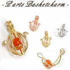 カゴパーツ 【エンジェルエッグ】 エンジェル 天使 angel ゴールド 金 シルバー 銀 ピンクゴールド 8mm玉〜10mm玉サイズ 【約22・25mm カンつき】1個 アロマ ロケット チャーム 