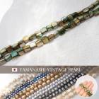 ヴィンテージ シェルビーズ 連【VT21】38cm カーキグリーン 約7mm ムラ染め 貝ビーズ ヴィンテージビーズ ビンテージ 日本製 高品質 真珠貝 アクセサリー ハンドメイド 素材 材料 デッド