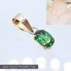 グリーンガーネット オーバル 3x5mm K18 ペンダントトップ ケニア産 天然石 日本製【HOS】|ペンダントトップ|ジュエリー・アクセサリー