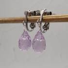 金属アレルギー対応 ローズアメジスト イヤリング ドロップ ステンレス シルバー ネジ式 ねじ式 ネジバネ式 天然石|ピアス|ジュエリー・アクセサリー