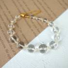 【送料無料】 ハンドカット水晶×ルチル ブレスレット 【02】 ステンレス製 金属アレルギー 金アレ対応 18Kコーティング 天然石ブレスレット レディース 大人 シンプル アクセ ジュエリー ゴール