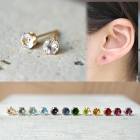 【送料無料】天然石 ピアス 4mm サージカルステンレス製 SUS316 金属アレルギー 金アレ対応 18Kコーティング スタッド 6爪ピアス セカンドピアス レディース 大人 シンプル アクセ ジュ