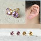 【送料無料】天然石 ピアス 6mm サージカルステンレス製 SUS316 金属アレルギー 金アレ対応 18Kコーティング スタッド 6爪ピアス セカンドピアス レディース 大人 シンプル アクセ ジュ
