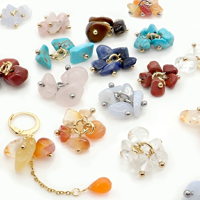 天然石チャーム フリンジ さざれ 国産 日本製 ハンドメイド ステンレス