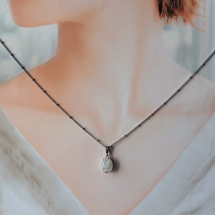 金属アレルギー対応 ムーンストーン スリランカ産 ステンレス オーバル