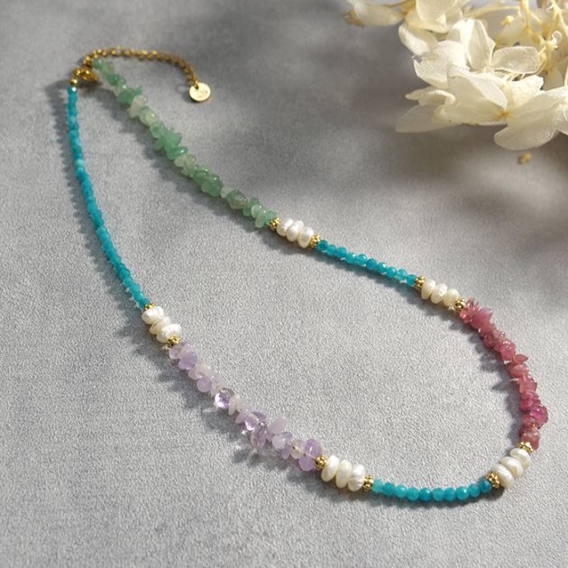 Gemelise ジェメリース 淡水パール×天然石（ブルーアパタイト・レッド