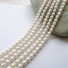 【254. セミラウンド【2A】 淡水パール ビーズ 連】サイズ  約5.5mm粒   ホワイト 真珠 ニアラウンド|パール|天然石アイテム