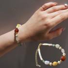 ストーンブレスレット カーネリアン ローズクォーツ シトリン 淡水パール シェル 約16.5cm SUS316 サージカルステンレス 750284|ブレスレット|ジュエリー・アクセサリー