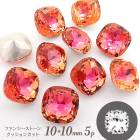 ファンシーストーン 5個 【01-20. クッションカット 10×10mm サンセットピンク 】 オーロラ加工なし ラインストーン Vカット フォイルバック ビジュー デコ ネイル レジン グルー 立