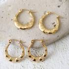 金属アレルギー対応 【256. ぷっくりデザイン  フープピアス 2タイプ 1ペア】 ステンレス ピアス おしゃれ シンプル レディース クロワッサン つけっぱなしOK 【メール便送料無料】|ピアス|