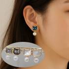 猫モチーフ ピアス  アバロンシェル×ホワイトパール 上品アクセサリー ゴールドカラー 猫好き|ピアス|ジュエリー・アクセサリー