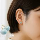 ラリマー オーバル スタッドピアス 天然石 ドミニカ産 日本製 青石 パワーストーン 癒し シンプル ギフト プレゼント ハンドメイド レディース アクセサリー ナチュラル フォーマル サージカルステ