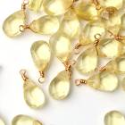 【天然石 レモンクォーツ】 チャーム シャンクビーズ 約15mm  ハンドメイド材料 ピアス ネックレス素材|その他