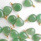 【天然石 アベンチュリン】雫型 コネクター チャーム シャンクビーズ 約10×12mm   ピアス ネックレス素材|その他