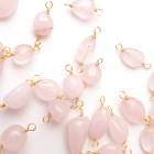 【天然石 ローズクォーツ】コネクター チャーム シャンクビーズ 約8×10mm   ピアス ネックレス素材|その他