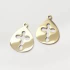 ステンレス 【SUS304】 チャーム ゴールド 雫型 プレート 十字架 ハンドメイド パーツ 金属アレルギー対応|その他