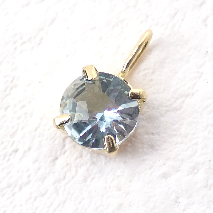 K18 刻印入り】アクアマリン チャーム ペンダントトップ 18金 約9.7mm