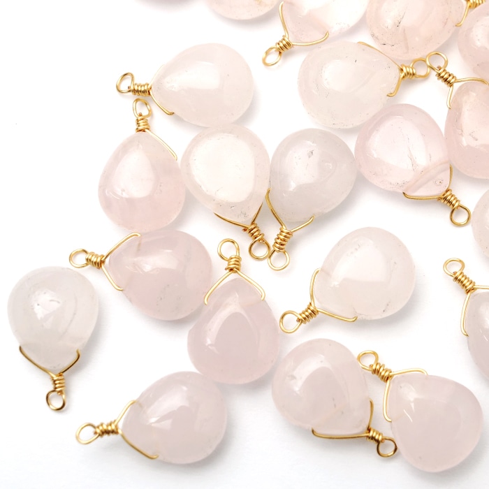 ハンドメイドコネクター　10個  ストロベリークォーツ ストーンフレーム (24) コネクターパーツ 全7色 1個 丸 ラウンド 丸