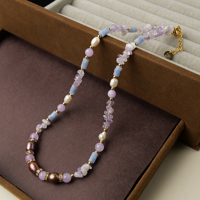 Gemelise ジェメリース 淡水パール×天然石（アメジスト/メノウ