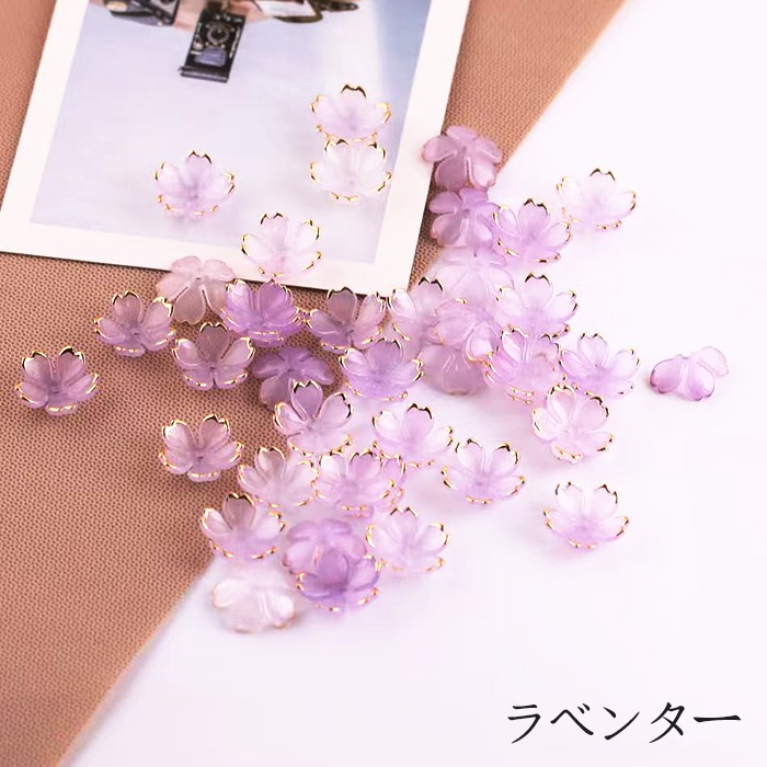 あかね　飾りパーツ デコパーツ【104.桜金彩プラパーツ 18mm】30個 8色 桜 さくら フラワー