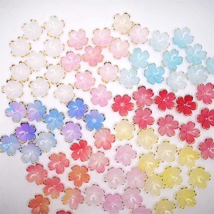 デコパーツ【104.桜金彩プラパーツ 18mm】30個 8色 桜 さくら フラワー