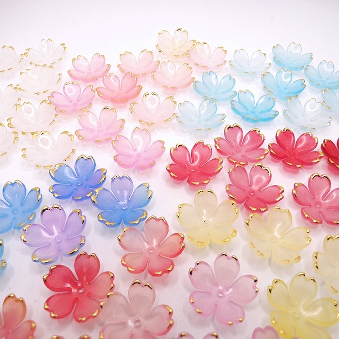 お花のハンドメイド2点 デコパーツ【104.桜金彩プラパーツ 18mm】30個 8色 桜 さくら フラワー