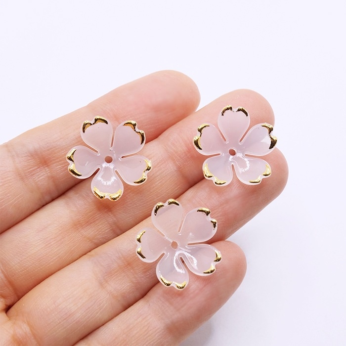 デコパーツ【104.桜金彩プラパーツ 18mm】30個 8色 桜 さくら フラワー