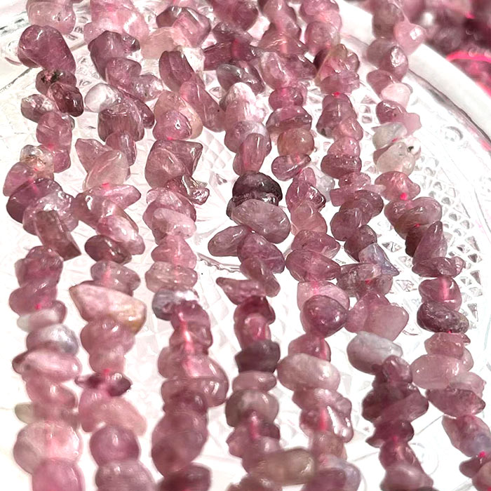 約80cm さざれ 連】【ピンクトルマリン】粒サイズ約3-5mm サザレ