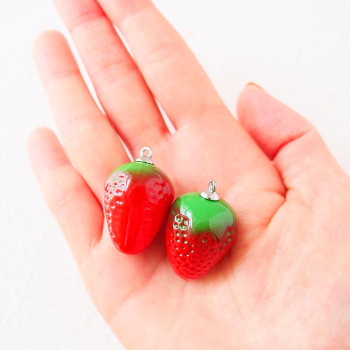 パーツ チャーム 【 いちご 5個売り 】 カン付き ストロベリー イチゴ