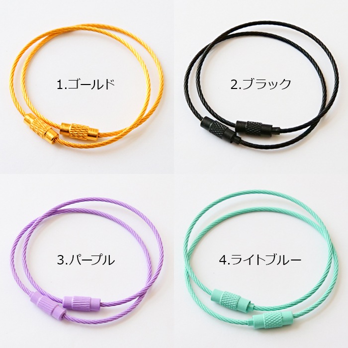 ワイヤー キーホルダー【10個売り】 ワイヤーキーリング ネジ式 【p