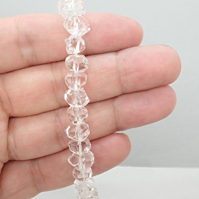 水晶 ソロバンカット 18kロンデル デザインブレスレット 高品質☆345】【約40cm ソロバンカット 水晶 AAA品質】粒サイズ約7*9mm
