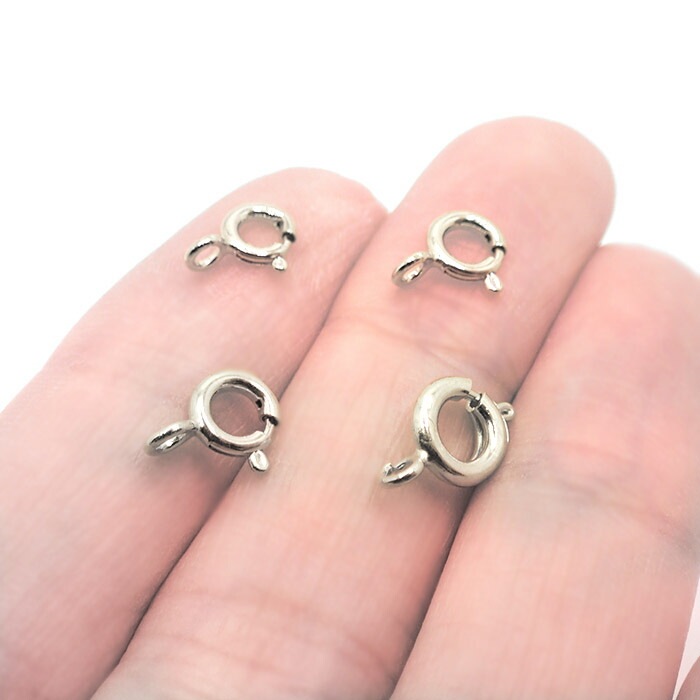 アレルギー対応 ステンレス 引き輪 【5mm-7mm】ロジウムメッキ【5個