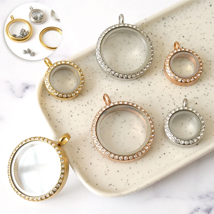 ステンレス製 【81. フローティングロケット ラインストーン付】金属